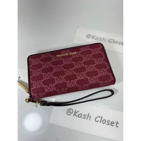 Michael Kors JST Large MF Phone Case Wallet Wristlet mulberry Multi - Picture 1 of 4